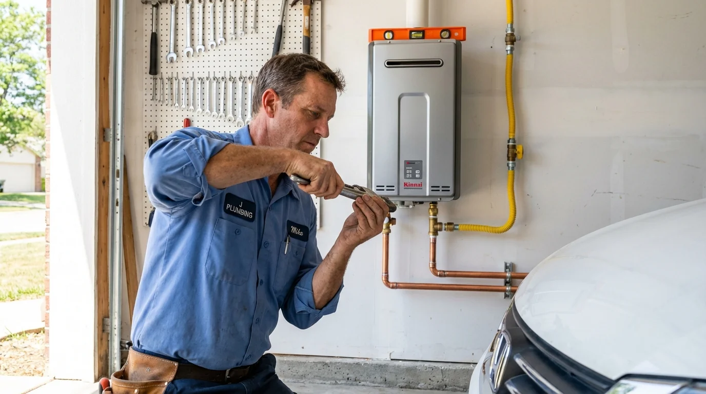 Tankless water heater installation by a Johns Plumbing LLC plumber in Elkton